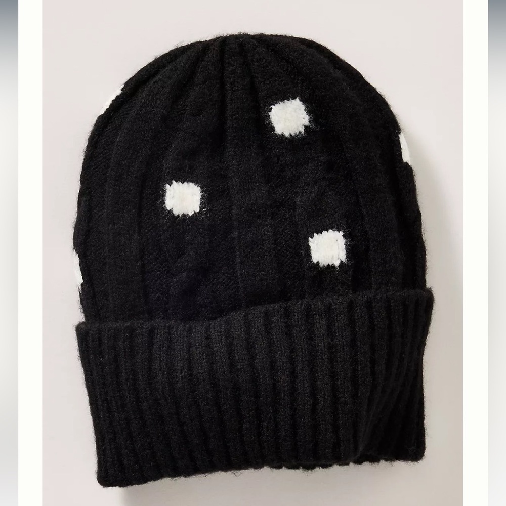 NWT Anthropologie Anthropologie Polka Dot Cable Beanie